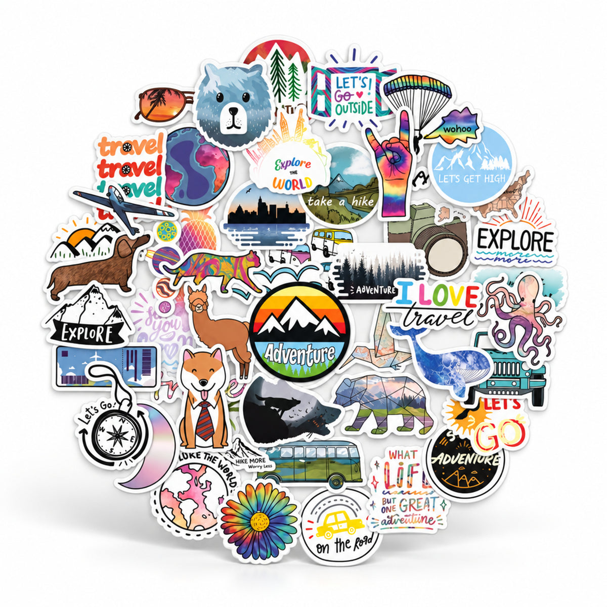 VANN Fles- en bekerstickers - Explore 50 pack