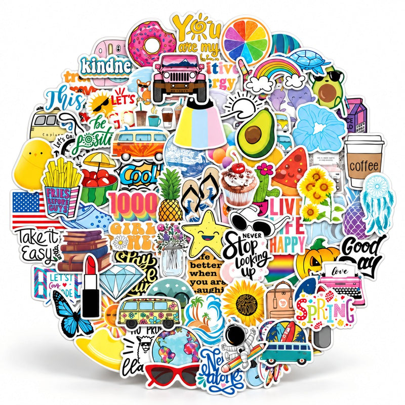 Bottle and cup stickers Positive Vibes – 100er-Packung